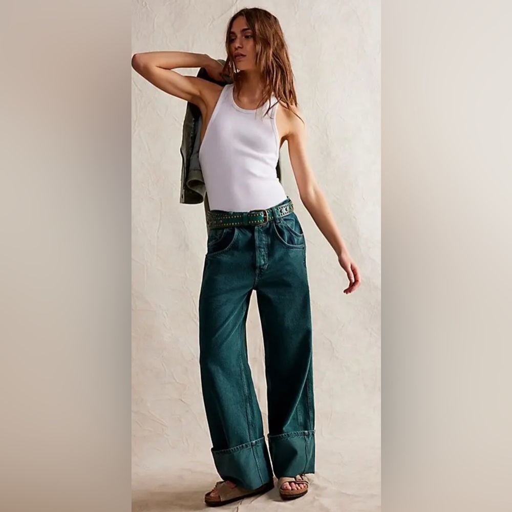 Free People Final Countdown Cuffed Low Rise Jeans